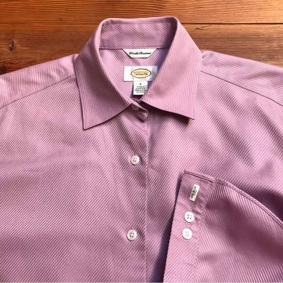 Talbots Purple Striped Button Down Wrinkle Resistant Button Down Top, EUC, 6 - Picture 13 of 15
